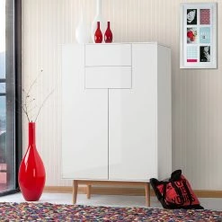 Mørteens Highboard Lindholm I - Weiß -WOHNZIMMERMÖBEL Verkäufe highboard lindholm eiche teilmassiv weiss 504811