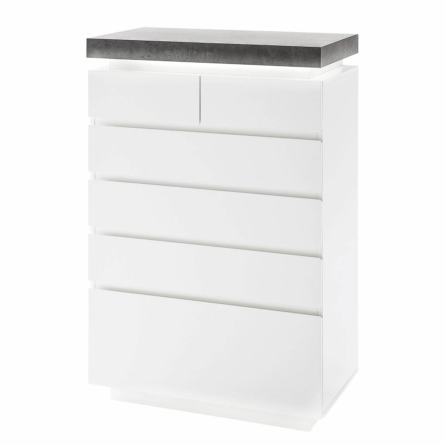 Fredriks Kommode Namona II - Inkl. Beleuchtung - Beton Dekor / Weiß 1 Fredriks Kommode Namona II - Inkl. Beleuchtung - Beton Dekor / Weiß