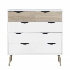 Mørteens Kommode Sunndal II - Weiß / Eiche Hell -WOHNZIMMERMÖBEL Verkäufe kommode sunndal ii gummibaum teilmassiv weiss eiche dekor 4753776