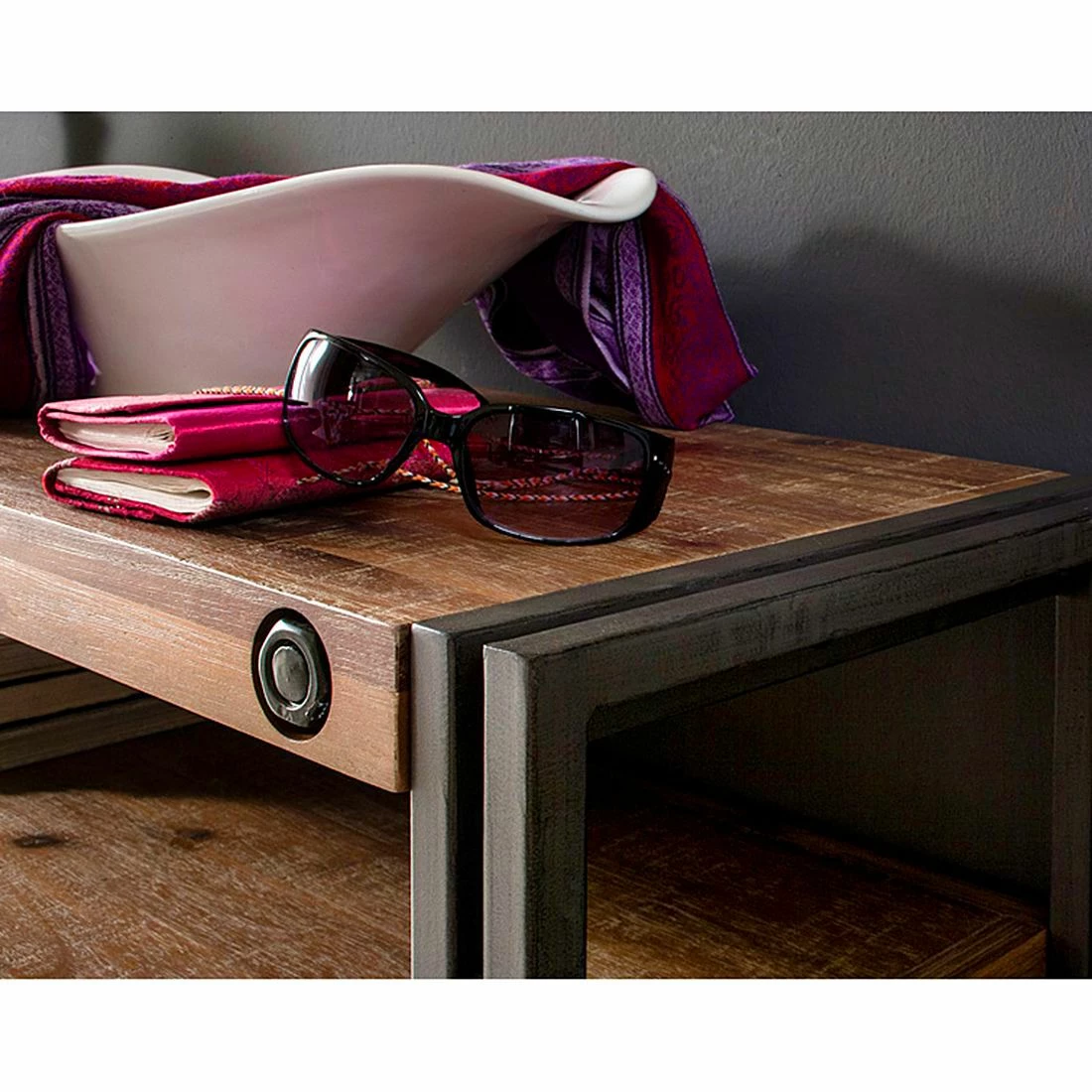 Ars manufacti Konsole Manchester - Akazie massiv / Metall - Akazie / Anthrazit 6 Ars manufacti Konsole Manchester - Akazie massiv / Metall - Akazie / Anthrazit – Bild 6