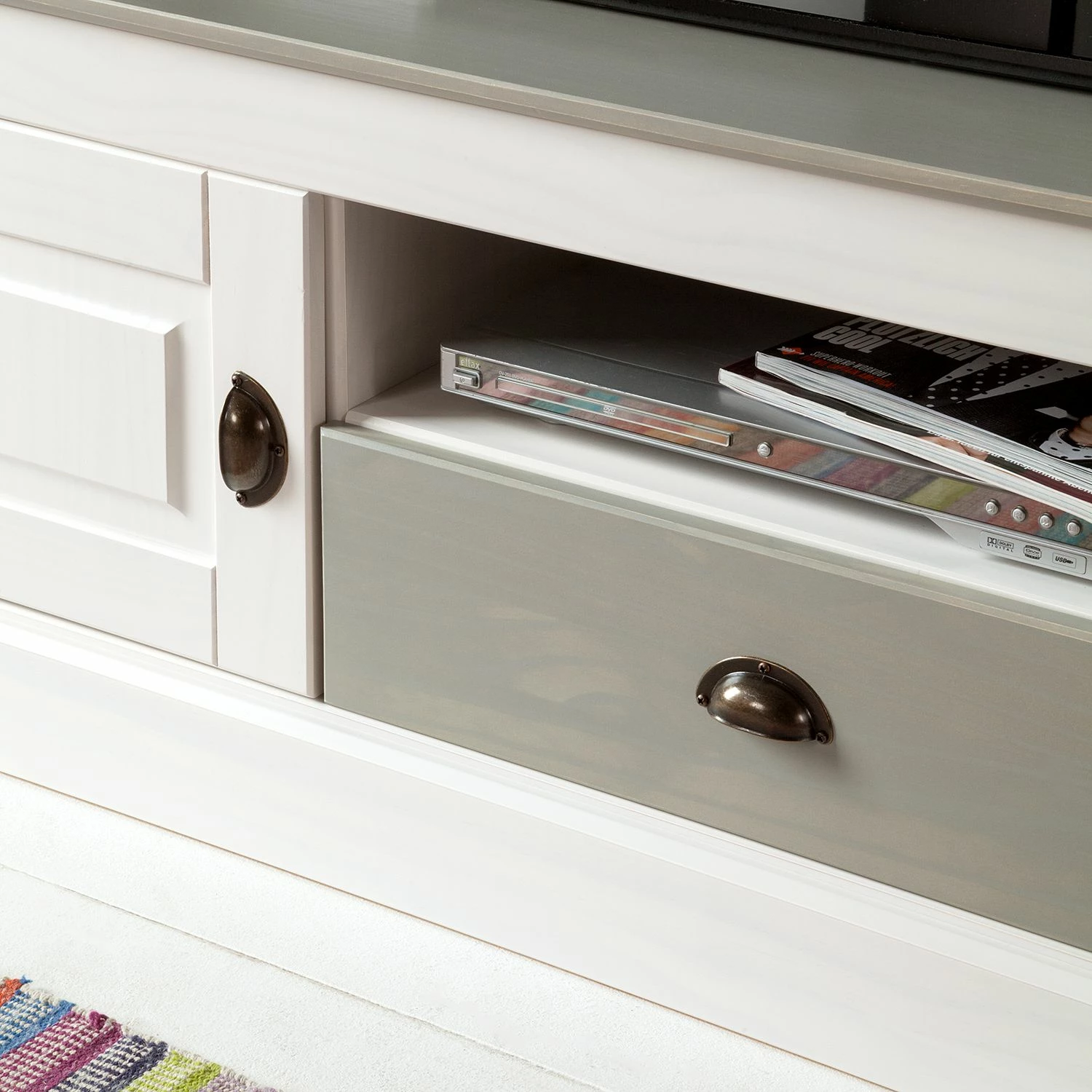 Maison Belfort TV-Lowboard Neely - Weiß / Grau 6 Maison Belfort TV-Lowboard Neely - Weiß / Grau – Bild 6