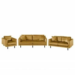 Eva Padberg Collection Polstergarnitur Edina Samt (3-2-1) - Honig