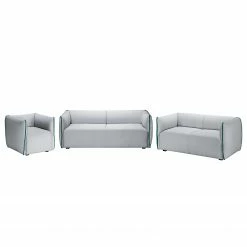 Fredriks Polstergarnitur Grady II Webstoff (3-2-1 - Hellgrau/Türkis