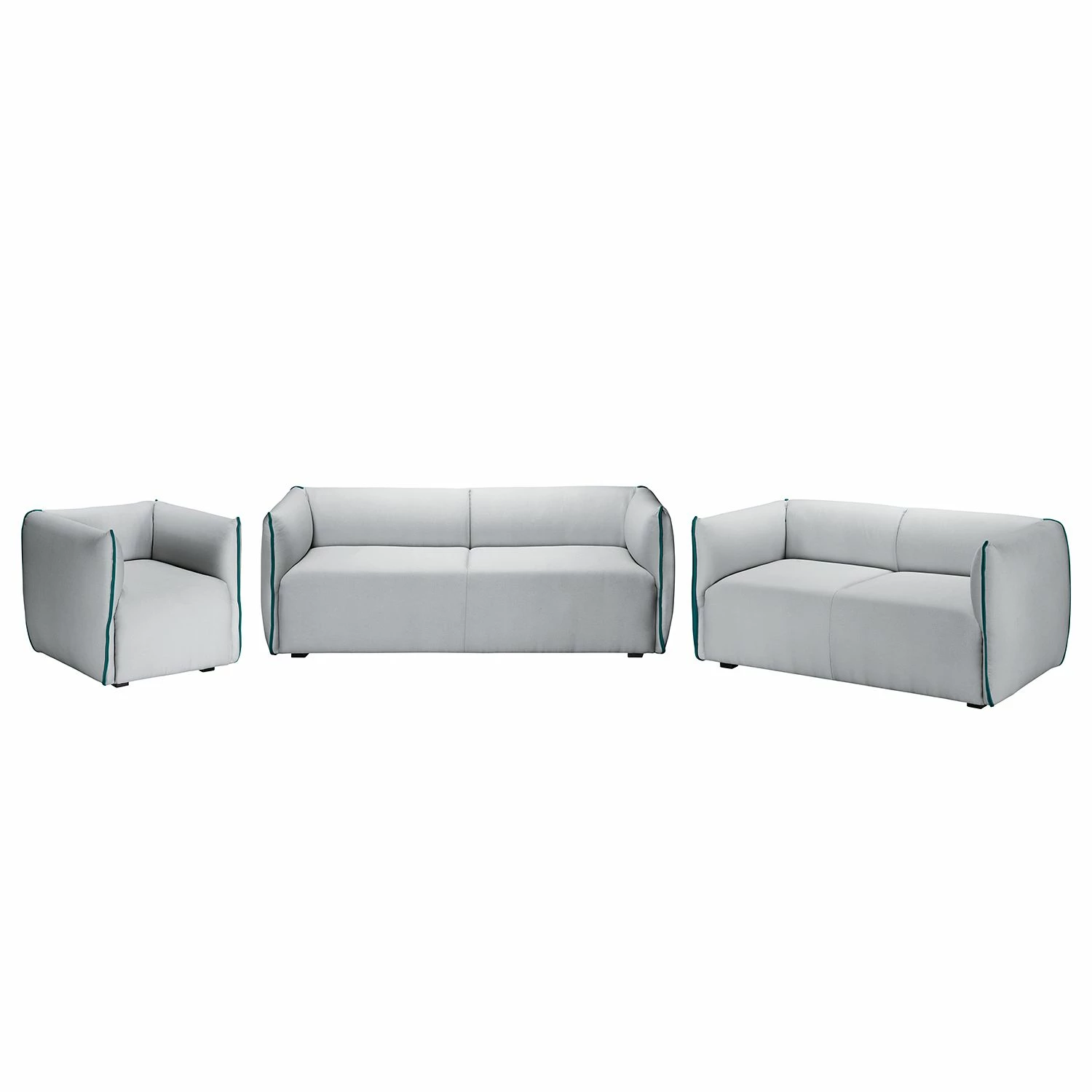 Fredriks Polstergarnitur Grady II Webstoff (3-2-1 - Hellgrau/Türkis 1 Fredriks Polstergarnitur Grady II Webstoff (3-2-1 - Hellgrau/Türkis