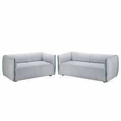 Fredriks Polstergarnitur Grady II Webstoff (3-2) - Hellgrau/Türkis