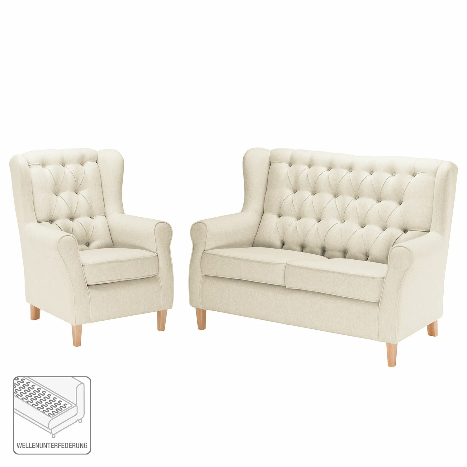 Maison Belfort Polstergarnitur Luro (2-1) Strukturstoff - Hellbeige 2 Maison Belfort Polstergarnitur Luro (2-1) Strukturstoff - Hellbeige – Bild 2