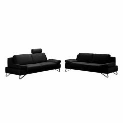 Loftscape Polstergarnitur Silvano (3-2,5) - Webstoff Schwarz - Kopfstütze verstellbar -WOHNZIMMERMÖBEL Verkäufe polstergarnitur silvano 3 2 5 webstoff schwarz 442363