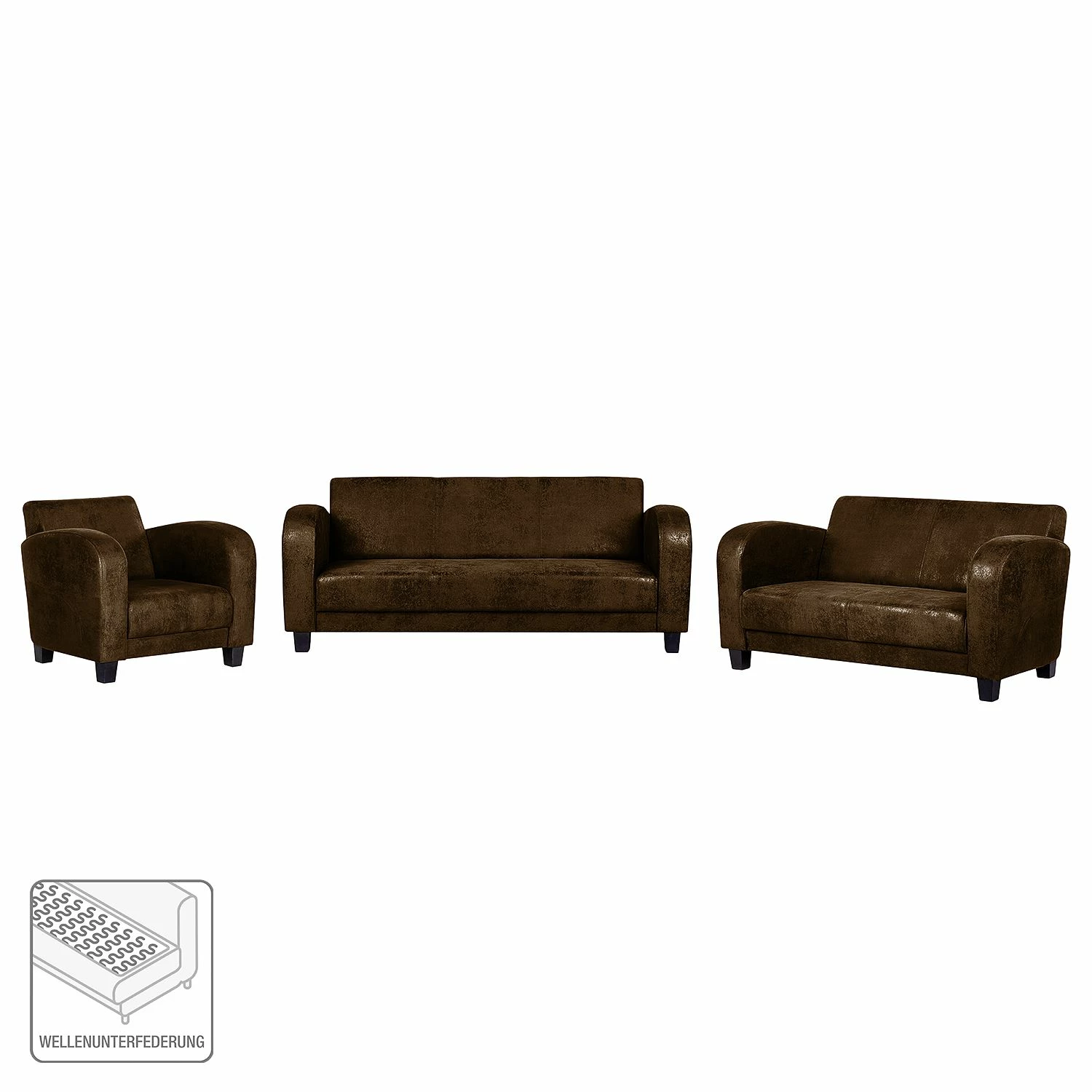 Ars manufacti Polstergarnitur Tullow (3-2-1) - Antiklederoptik Braun 2 Ars manufacti Polstergarnitur Tullow (3-2-1) - Antiklederoptik Braun – Bild 2