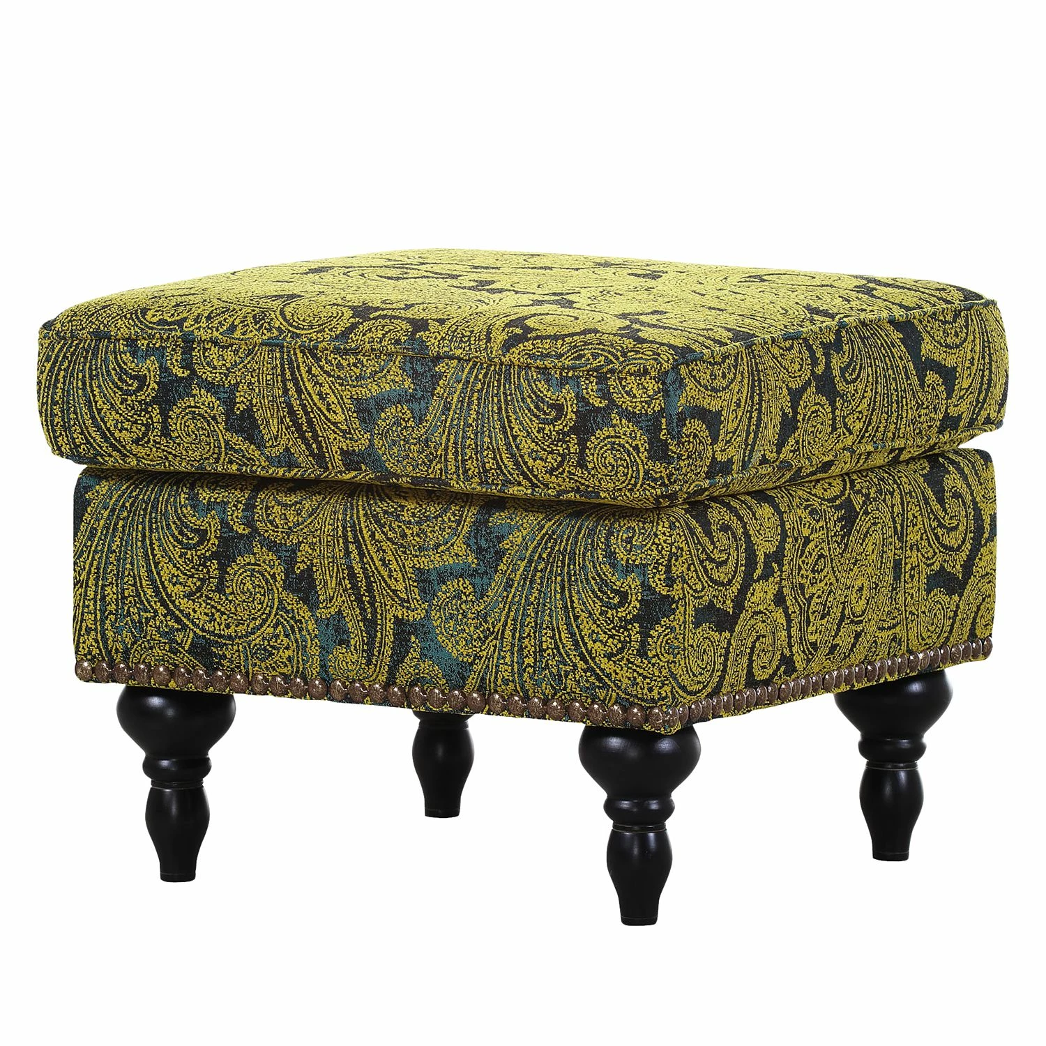 Ridgevalley Polsterhocker Ajana Strukturstoff - Grün / Gelb 1 Ridgevalley Polsterhocker Ajana Strukturstoff - Grün / Gelb