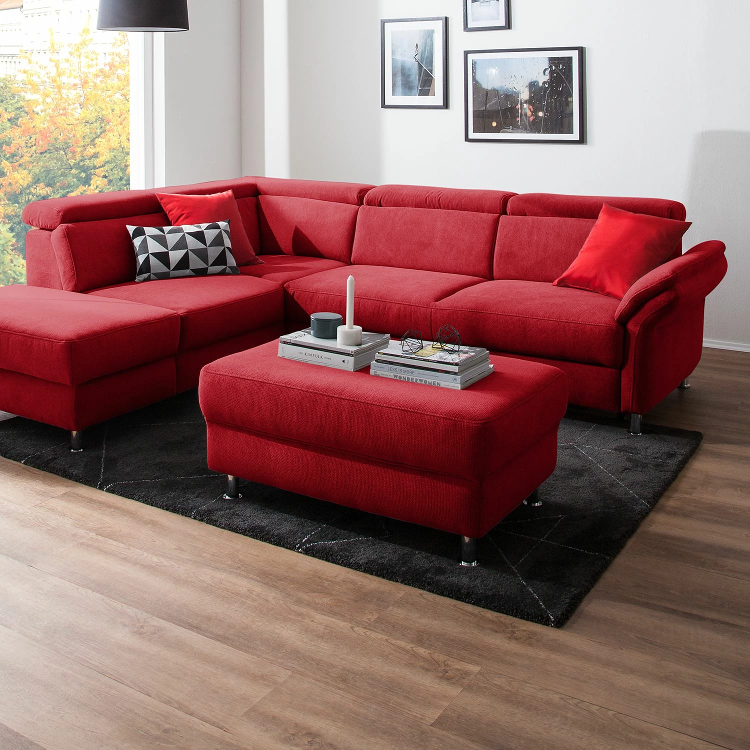 Fredriks Polsterhocker Calang Webstoff - Rot 3 Fredriks Polsterhocker Calang Webstoff - Rot – Bild 3