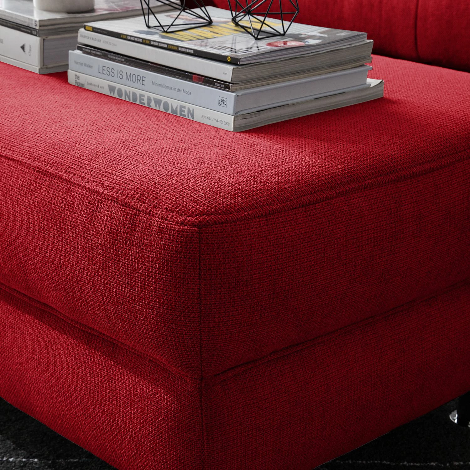 Fredriks Polsterhocker Calang Webstoff - Rot 4 Fredriks Polsterhocker Calang Webstoff - Rot – Bild 4