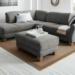 Ars Natura Polsterhocker Cebu Webstoff - Grau -WOHNZIMMERMÖBEL Verkäufe polsterhocker cebu webstoff grau 4643328