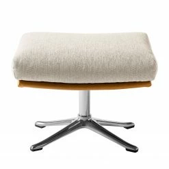 Studio Copenhagen Polsterhocker Hepburn III - Beige / Cognac - Chrom glänzend -WOHNZIMMERMÖBEL Verkäufe polsterhocker hepburn ii webstoff echtleder beige cognac 5023876