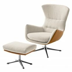 Studio Copenhagen Polsterhocker Hepburn III - Beige / Cognac - Chrom glänzend -WOHNZIMMERMÖBEL Verkäufe polsterhocker hepburn ii webstoff echtleder beige cognac 5023888