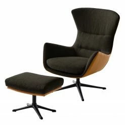 Studio Copenhagen Sessel Hepburn III - Schwarzbraun / Cognac - Schwarz -WOHNZIMMERMÖBEL Verkäufe polsterhocker hepburn ii webstoff echtleder schwarzbraun cognac 5023804