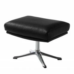 Studio Copenhagen Polsterhocker Hepburn III - Echtleder Neka: Schwarz - Chrom glänzend