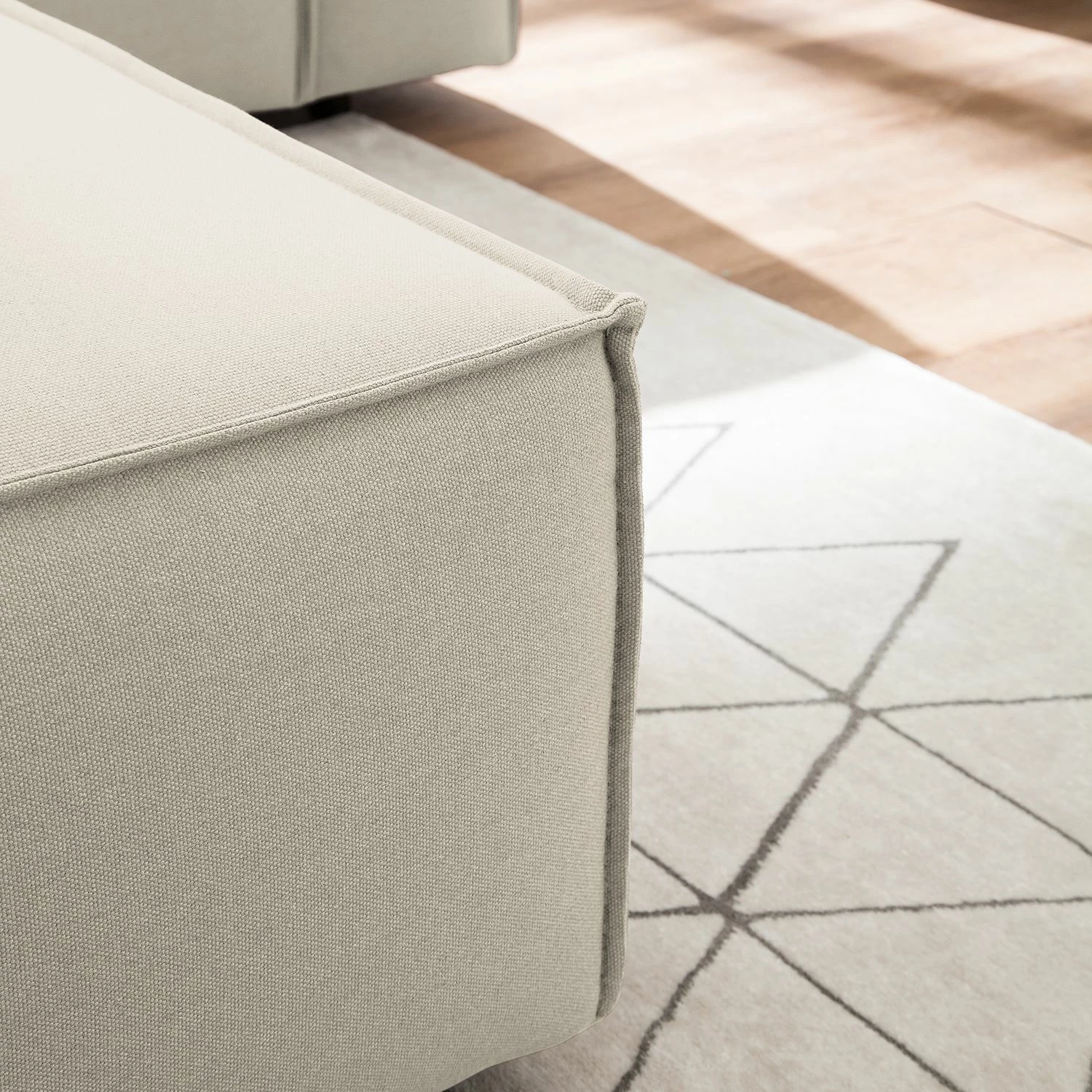 Polsterhocker Kinx Webstoff - Webstoff Osta: Altweiß 6 Polsterhocker Kinx Webstoff - Webstoff Osta: Altweiß – Bild 6