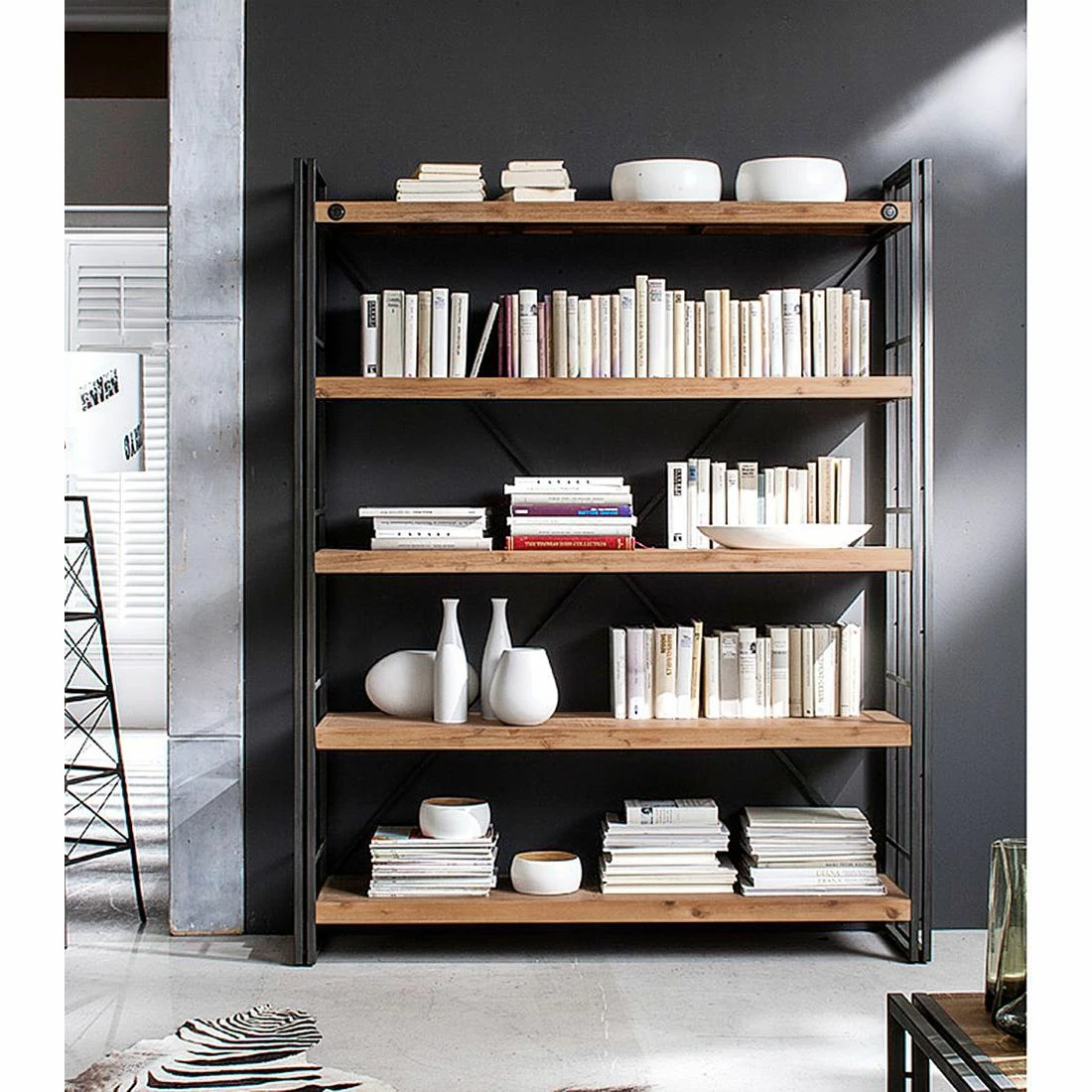 Ars manufacti Regal Manchester II - Akazie massiv / Metall - Akazie / Anthrazit 3 Ars manufacti Regal Manchester II - Akazie massiv / Metall - Akazie / Anthrazit – Bild 3