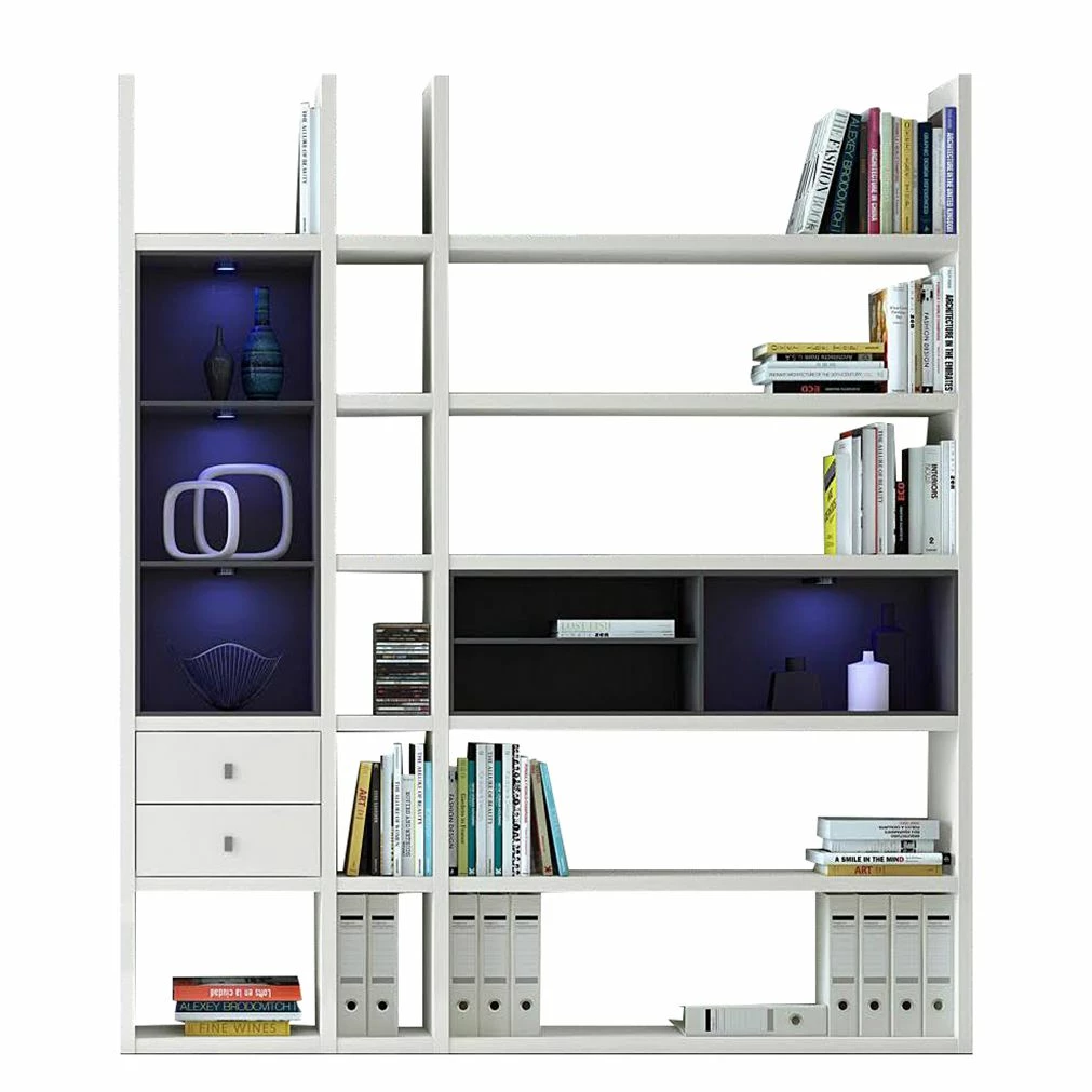 Fredriks Regalwand Emporior III.B - Weiß / Schwarz - Ohne Beleuchtung 1 Fredriks Regalwand Emporior III.B - Weiß / Schwarz - Ohne Beleuchtung