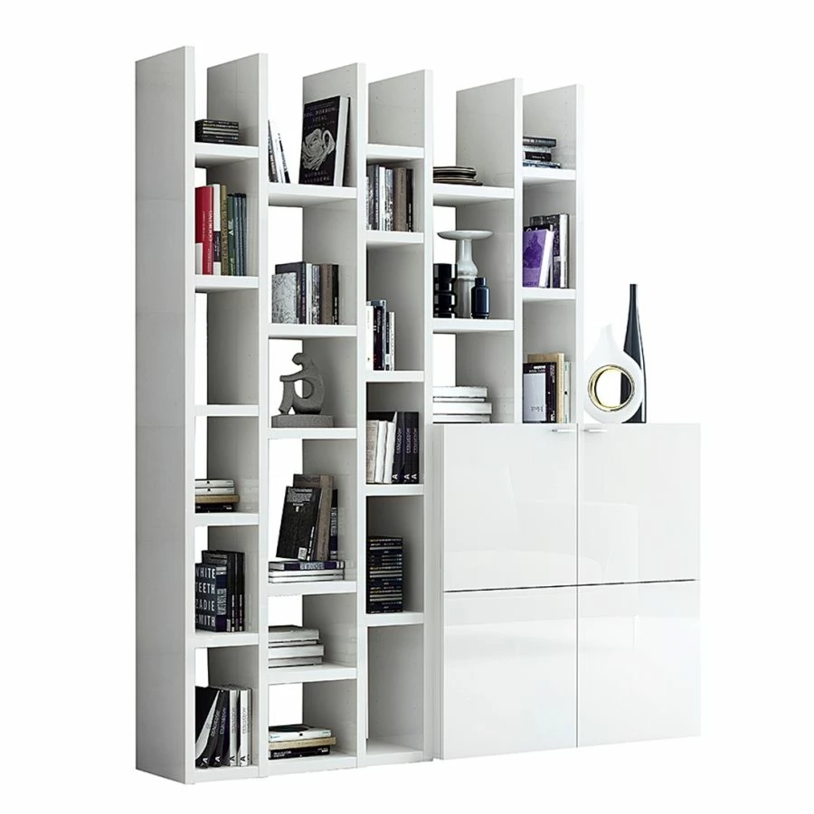 Loftscape Regalwand Emporior IV - Hochglanz Weiß 1 Loftscape Regalwand Emporior IV - Hochglanz Weiß