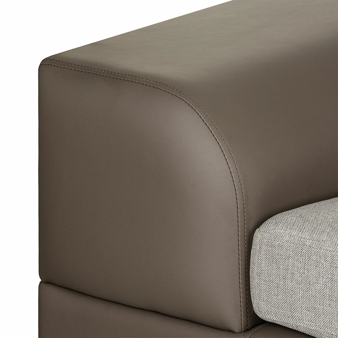 Roomscape Ecksofa Tosya - Kunstleder Taupe/Strukturstoff Grau - Ottomane davorstehend rechts 13 Roomscape Ecksofa Tosya - Kunstleder Taupe/Strukturstoff Grau - Ottomane davorstehend rechts – Bild 13