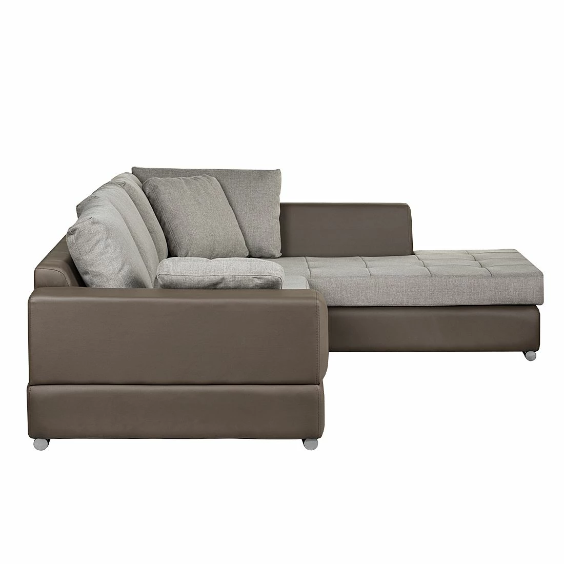 Roomscape Ecksofa Tosya - Kunstleder Taupe/Strukturstoff Grau - Ottomane davorstehend rechts 6 Roomscape Ecksofa Tosya - Kunstleder Taupe/Strukturstoff Grau - Ottomane davorstehend rechts – Bild 6