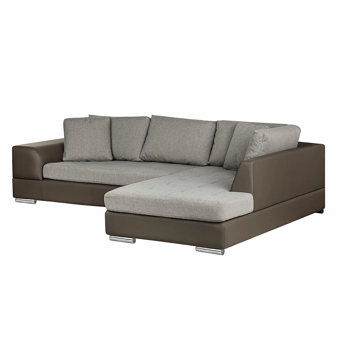 Roomscape Ecksofa Tosya - Kunstleder Taupe/Strukturstoff Grau - Ottomane davorstehend rechts 4 Roomscape Ecksofa Tosya - Kunstleder Taupe/Strukturstoff Grau - Ottomane davorstehend rechts – Bild 4
