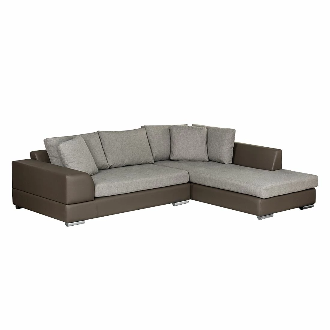 Roomscape Ecksofa Tosya - Kunstleder Taupe/Strukturstoff Grau - Ottomane davorstehend rechts 3 Roomscape Ecksofa Tosya - Kunstleder Taupe/Strukturstoff Grau - Ottomane davorstehend rechts – Bild 3