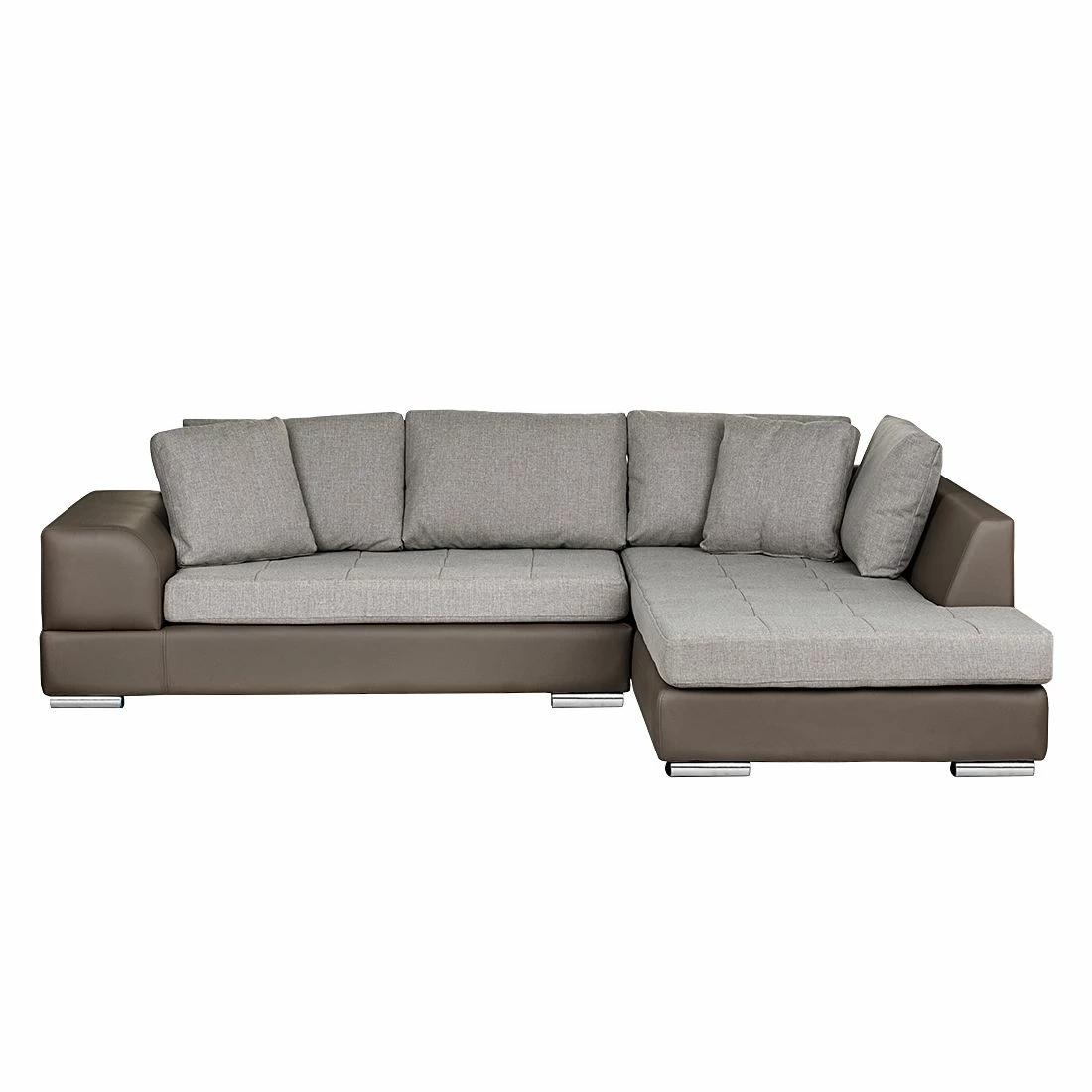 Roomscape Ecksofa Tosya - Kunstleder Taupe/Strukturstoff Grau - Ottomane davorstehend rechts 2 Roomscape Ecksofa Tosya - Kunstleder Taupe/Strukturstoff Grau - Ottomane davorstehend rechts – Bild 2