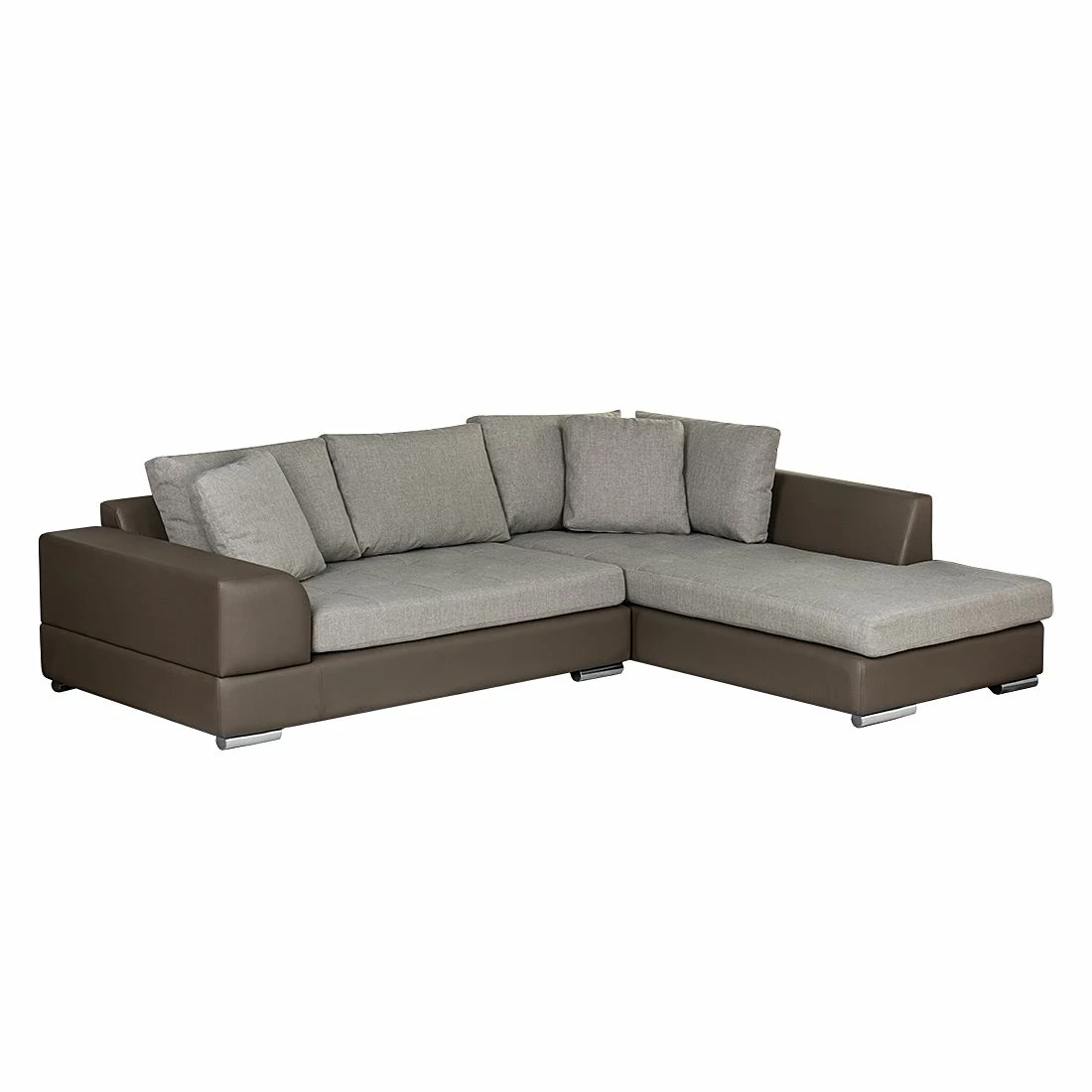 Roomscape Ecksofa Tosya - Kunstleder Taupe/Strukturstoff Grau - Ottomane davorstehend rechts 1 Roomscape Ecksofa Tosya - Kunstleder Taupe/Strukturstoff Grau - Ottomane davorstehend rechts
