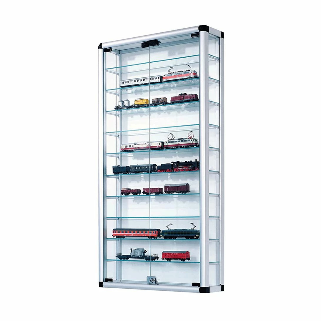 PureDay Sammlervitrine mit Schloss L - Aluminium - Silber 1 PureDay Sammlervitrine mit Schloss L - Aluminium - Silber