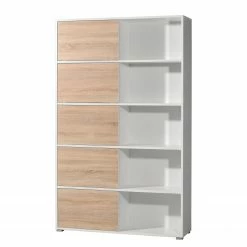 Schiebetürenregal Mingle I - Weiß / Eiche Sonoma Dekor