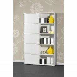 Schiebetürenregal Mingle I - Weiß / Eiche Sonoma Dekor -WOHNZIMMERMÖBEL Verkäufe schiebetuerenregal mingle i weiss eiche sonoma dekor 5029116