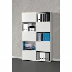 Schiebetürenregal Mingle I - Weiß / Eiche Sonoma Dekor -WOHNZIMMERMÖBEL Verkäufe schiebetuerenregal mingle i weiss eiche sonoma dekor 5029152