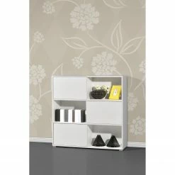 Germania Schiebetürenregal Mingle II - Weiß/Eiche Sonoma Dekor -WOHNZIMMERMÖBEL Verkäufe schiebetuerenregal mingle ii weiss eiche sonoma dekor 5029208