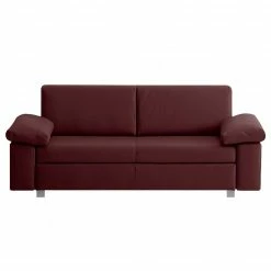 Chillout by Franz Fertig Schlafsofa Plaza Echtleder - Bordeaux - Breite: 222 cm - Armlehne verstellbar