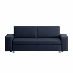 Chillout by Franz Fertig Schlafsofa Plaza Echtleder - Dunkelblau - Breite: 178 cm - Keine Funktion