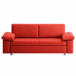 Chillout by Franz Fertig Schlafsofa Plaza Echtleder - Rot - Breite: 222 cm - Armlehne verstellbar