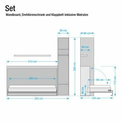 Loftscape Schrankbett-Kombination Godia II - Weiß / Eiche Sonoma Dekor - Bonellfederkernmatratze -WOHNZIMMERMÖBEL Verkäufe schrankbett kombination godia ii schaumstoffmatratze weiss 5173008