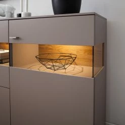GWINNER Sideboard Anzio - Matt Fango / Balkeneiche - Mit Beleuchtung -WOHNZIMMERMÖBEL Verkäufe sideboard anzio mit beleuchtung matt fango balkeneiche 4626256
