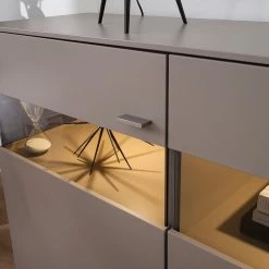 GWINNER Sideboard Anzio - Matt Fango / Balkeneiche - Mit Beleuchtung -WOHNZIMMERMÖBEL Verkäufe sideboard anzio mit beleuchtung matt fango balkeneiche 4626260