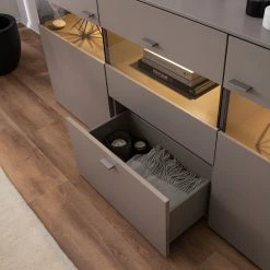 GWINNER Sideboard Anzio - Matt Fango / Balkeneiche - Mit Beleuchtung -WOHNZIMMERMÖBEL Verkäufe sideboard anzio mit beleuchtung matt fango balkeneiche 4626264