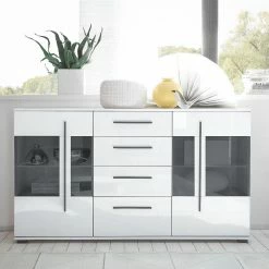 Roomscape Sideboard Farson - Hochglanz Weiß / Weiß -WOHNZIMMERMÖBEL Verkäufe sideboard farson hochglanz weiss weiss 3696761