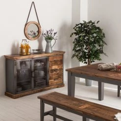 Ars manufacti Sideboard Hunter - Mango massiv / Metall - Mango / Blaugrau -WOHNZIMMERMÖBEL Verkäufe sideboard hunter mango massiv metall mango blaugrau 4715576