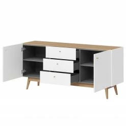Germania Sideboard Monteo I - Weiß / Eiche -WOHNZIMMERMÖBEL Verkäufe sideboard monteo weiss eiche 4943288