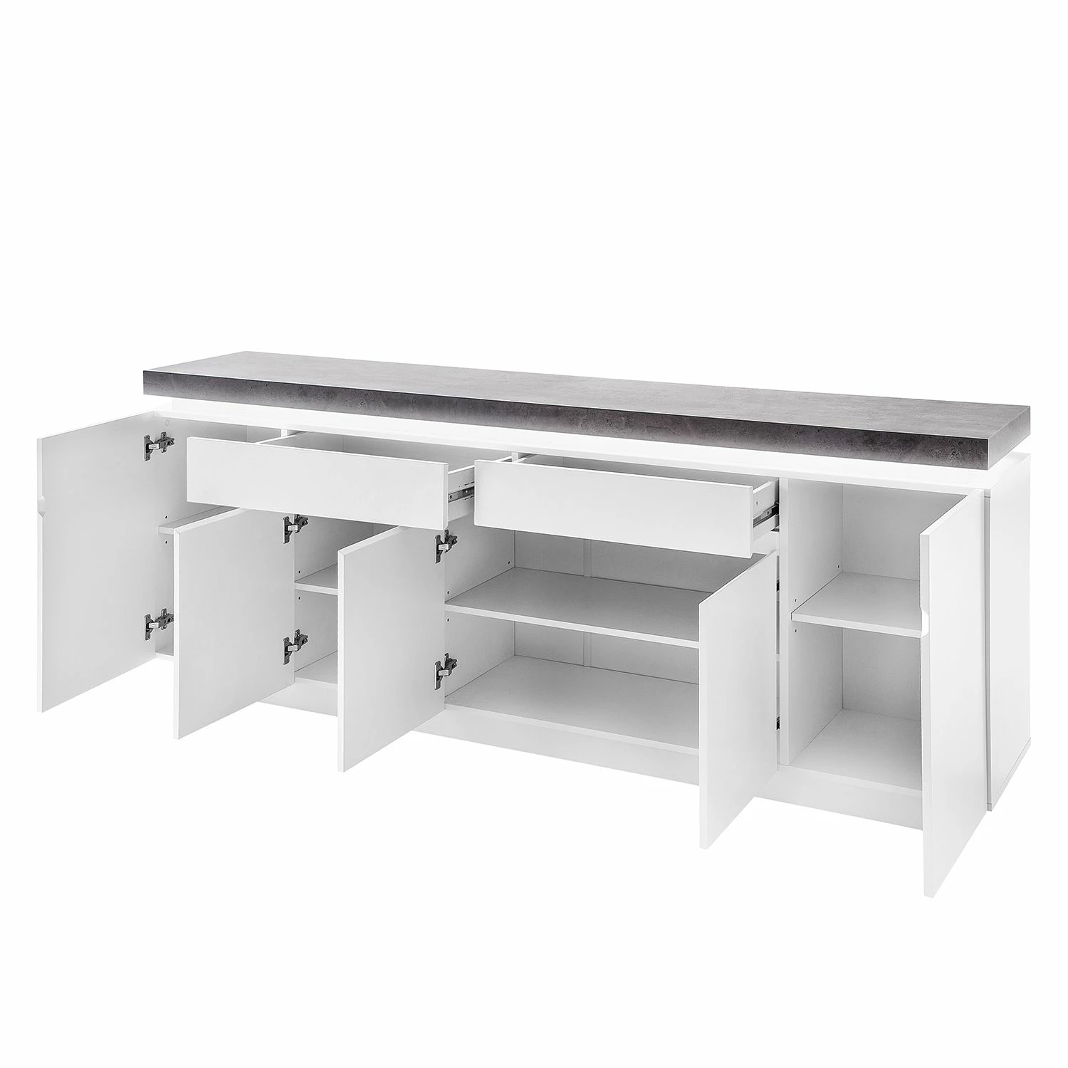 Fredriks Sideboard Namona III - Inkl. Beleuchtung - Beton Dekor / Weiß 4 Fredriks Sideboard Namona III - Inkl. Beleuchtung - Beton Dekor / Weiß – Bild 4