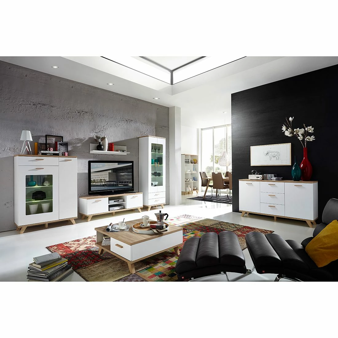 Germania Sideboard Neston I - Matt Weiß / Eiche Sanremo Dekor 4 Germania Sideboard Neston I - Matt Weiß / Eiche Sanremo Dekor – Bild 4