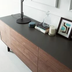 Eva Padberg Collection Sideboard Payara - Echtholzfurnier - Walnuss / Anthrazit -WOHNZIMMERMÖBEL Verkäufe sideboard payara walnuss schwarz 4372596