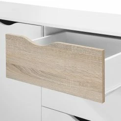 Mørteens Sideboard Sunndal - Gummibaum teilmassiv - Weiß / Eiche Hell -WOHNZIMMERMÖBEL Verkäufe sideboard sunndal gummibaum teilmassiv weiss eiche dekor 4753660