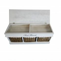 Maison Belfort Sitzbank Elven - Paulownia massiv - Weiß / Braun -WOHNZIMMERMÖBEL Verkäufe sitzbank elven paulownia massiv weiss braun 5036592